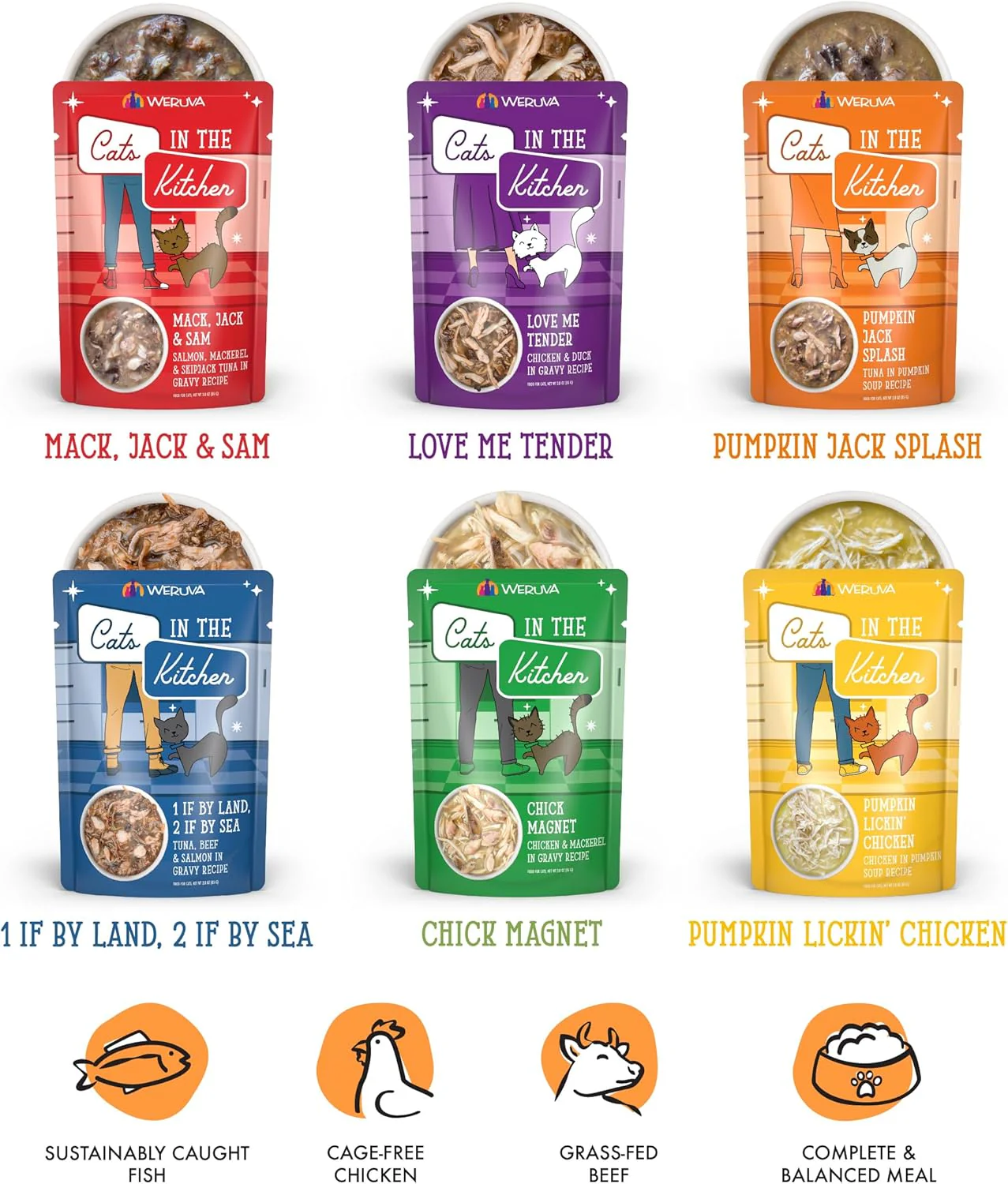 Weruva Cats in the Kitchen, Pantry Party Pouch Variety Pack in Gravy Cat Food - Image 4