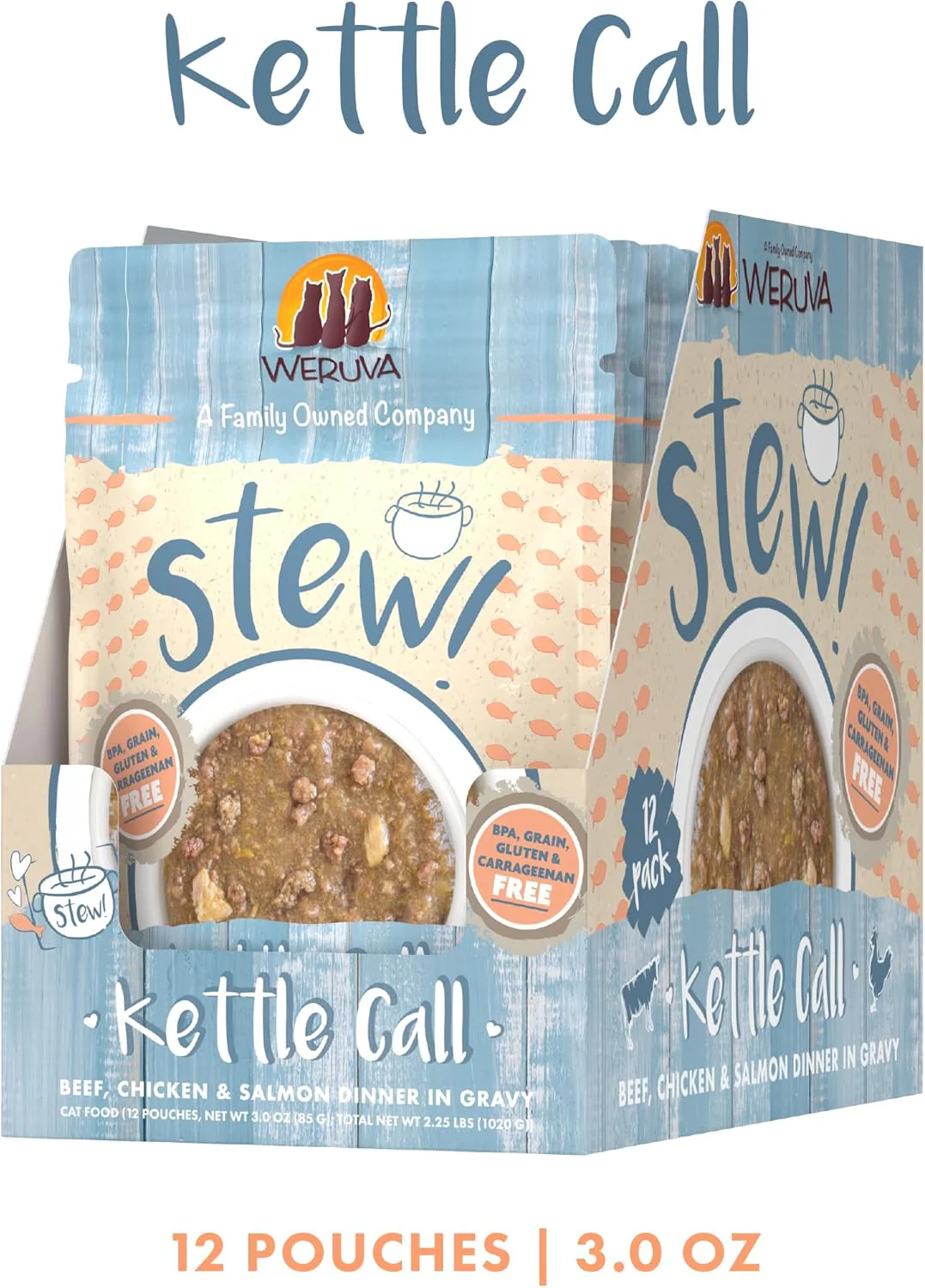 Weruva Classic Cat Stews!, Kettle Call with Beef, Chicken & Salmon in Gravy (Pack of 12) - Image 3