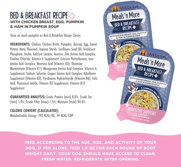 Weruva Meals 'n More Natural Wet Dog Food, Bed & Breakfast Plus Digestive Support (Pack of 12) - Image 3