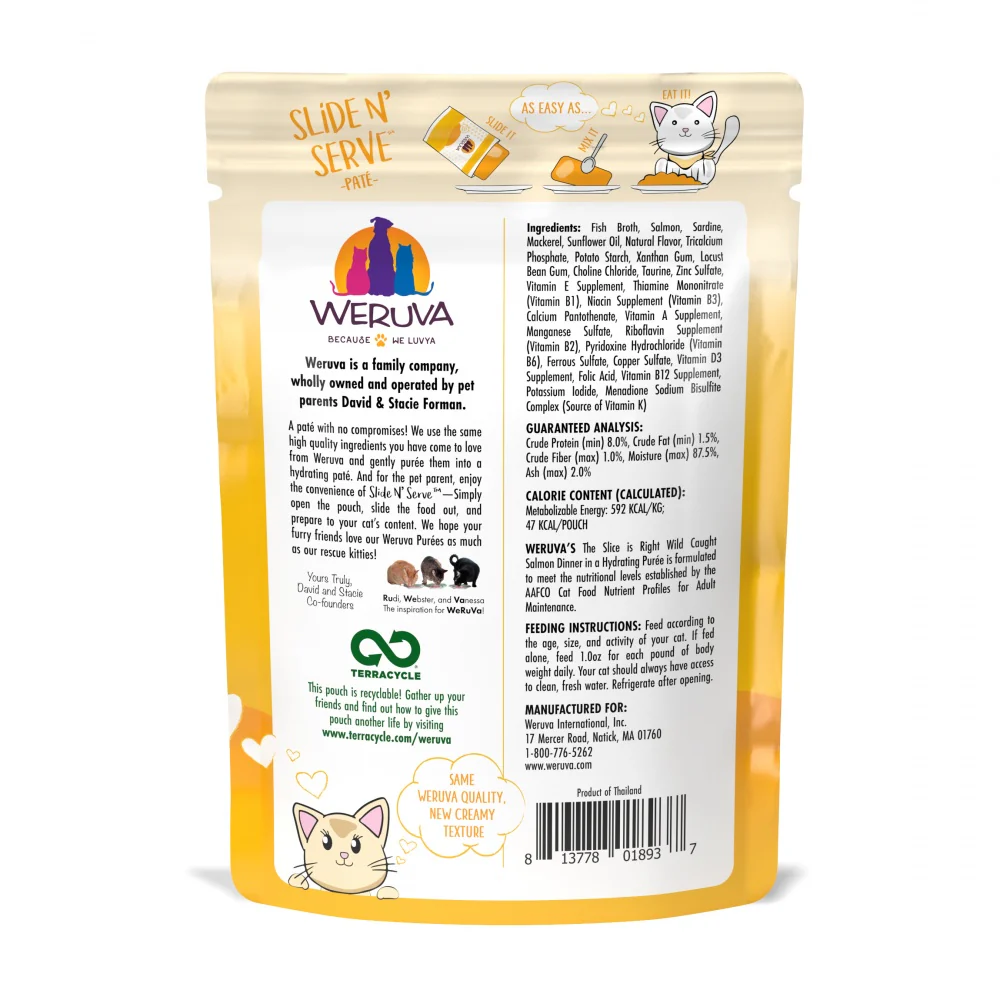 Weruva Wet Cat Food, The Slice is Right with Wild Caught Salmon Pate, Slide N Serve Pouch (Pack of 12) - Image 2