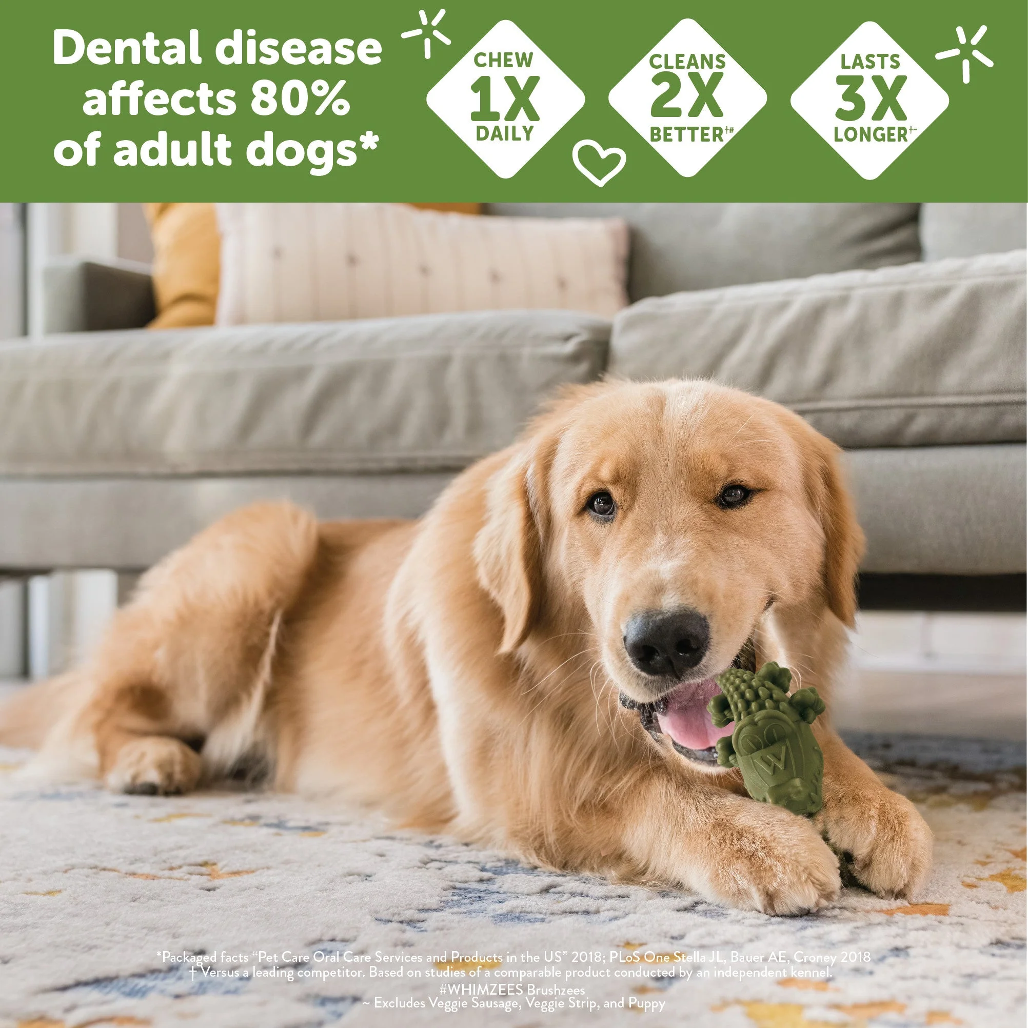 Whimzees Wellness Alligator Dog Dental Treats, Natural Chews, Medium Size - Image 2