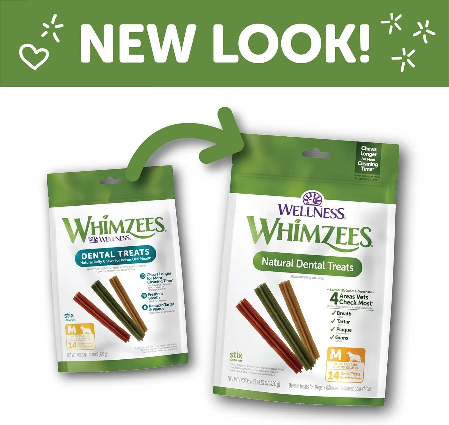 Whimzees Wellness Stix Dog Dental Treats, Natural Chews, Medium Size Stick - Image 3