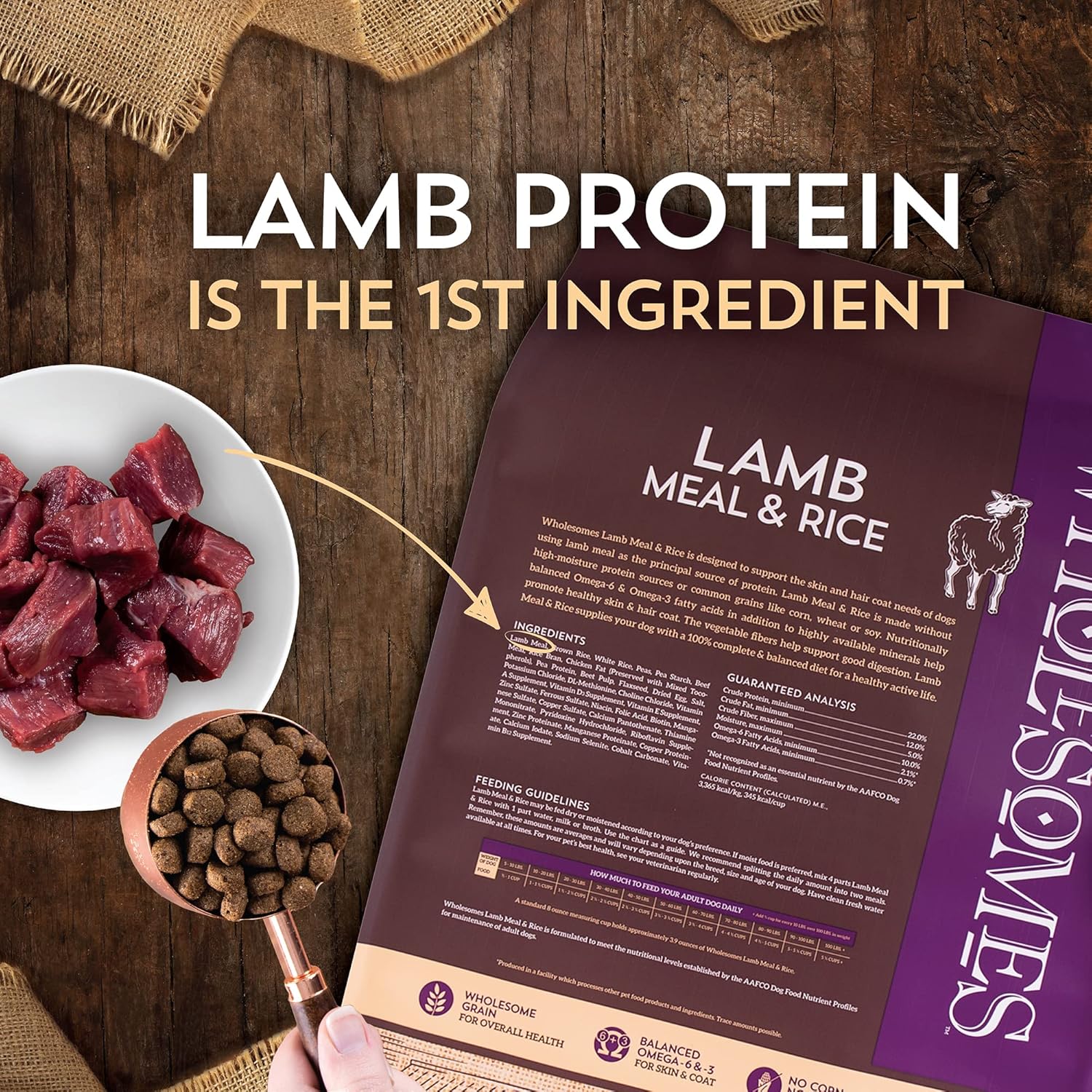 Wholesomes Lamb Meal & Rice Dry Dog Food 40 lb - Image 2