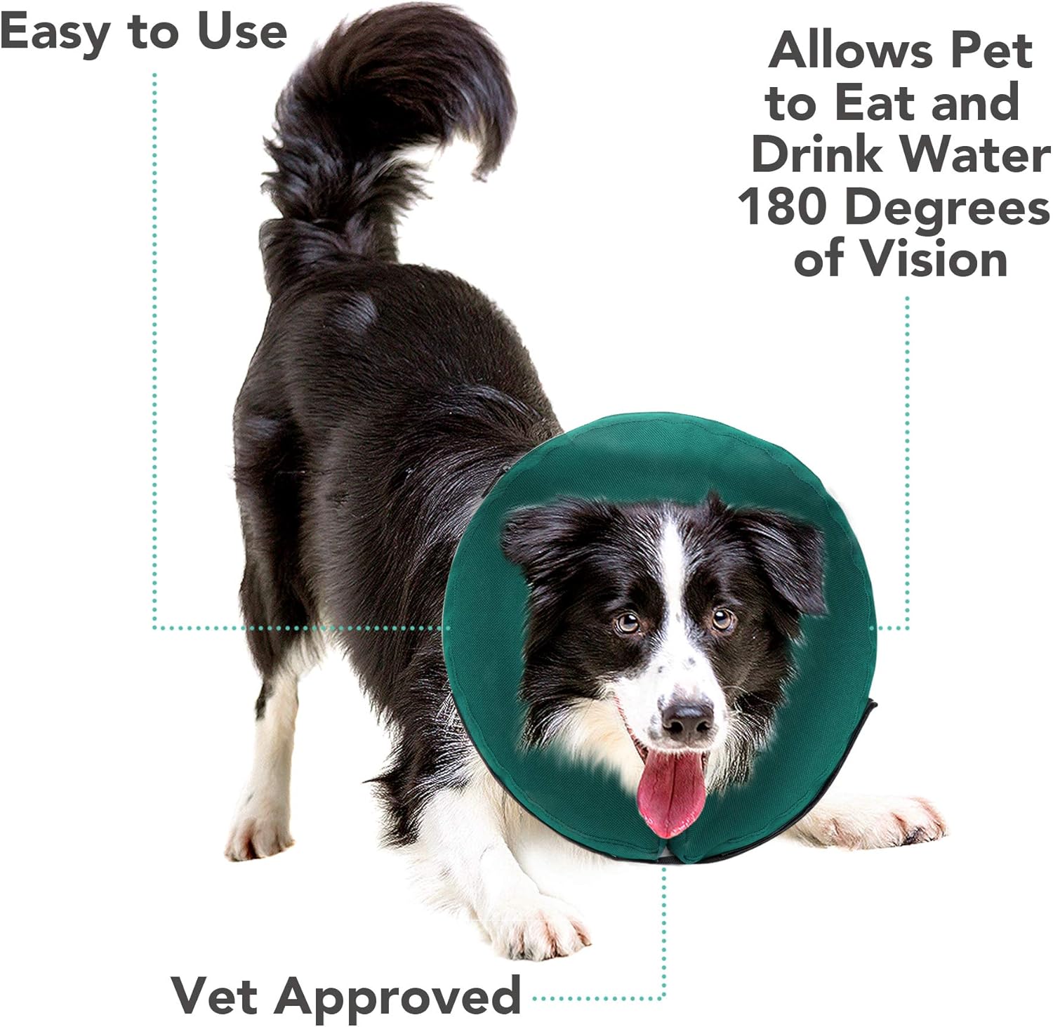ZenPet Protective Inflatable Recovery Collar for Dogs and Cats (Teal) - Soft Pet Cone - Image 4