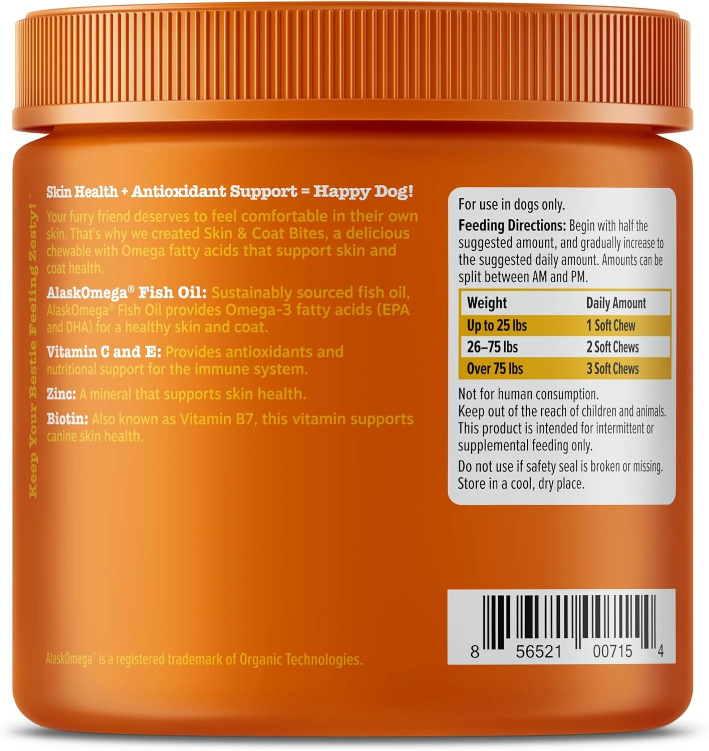 Zesty Paws Omega 3 Alaskan Fish Oil Chew Treats for Dogs - with AlaskOmega for EPA & DHA Fatty Acids - Hip & Joint Support + Skin & Coat Chicken Flavor (90 Soft Chews) - Image 6
