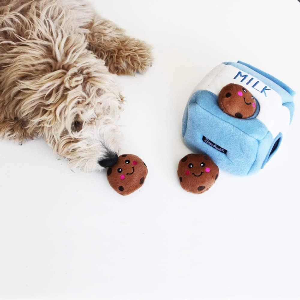 ZippyPaws Zippy Burrow Milk & Cookies Hide & Seek Puzzle Medium Dog Toy - Image 6